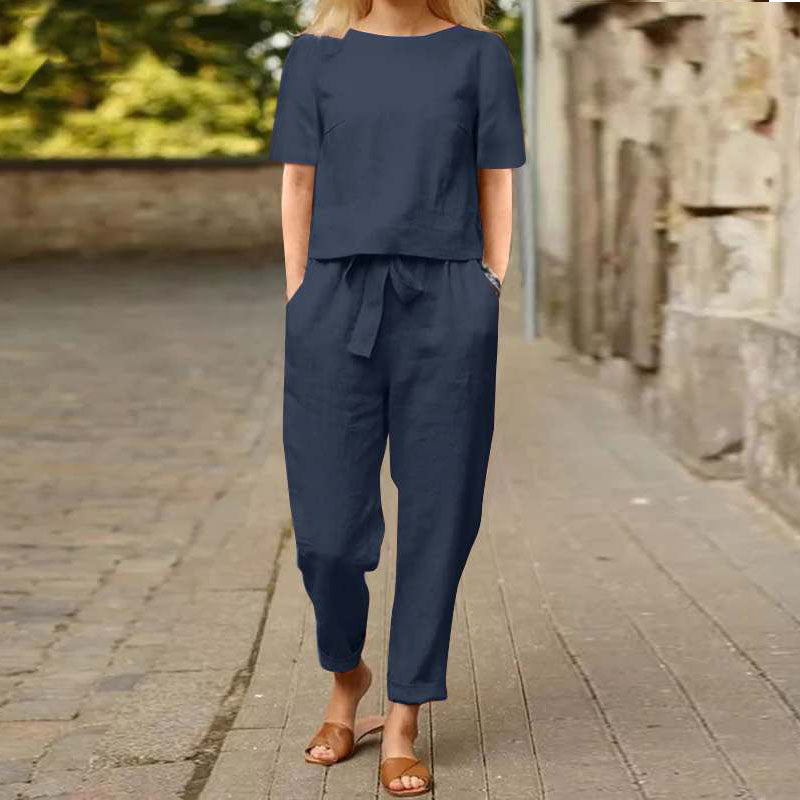 Casual Short Sleeve T-shirt & Pants Two-piece Set