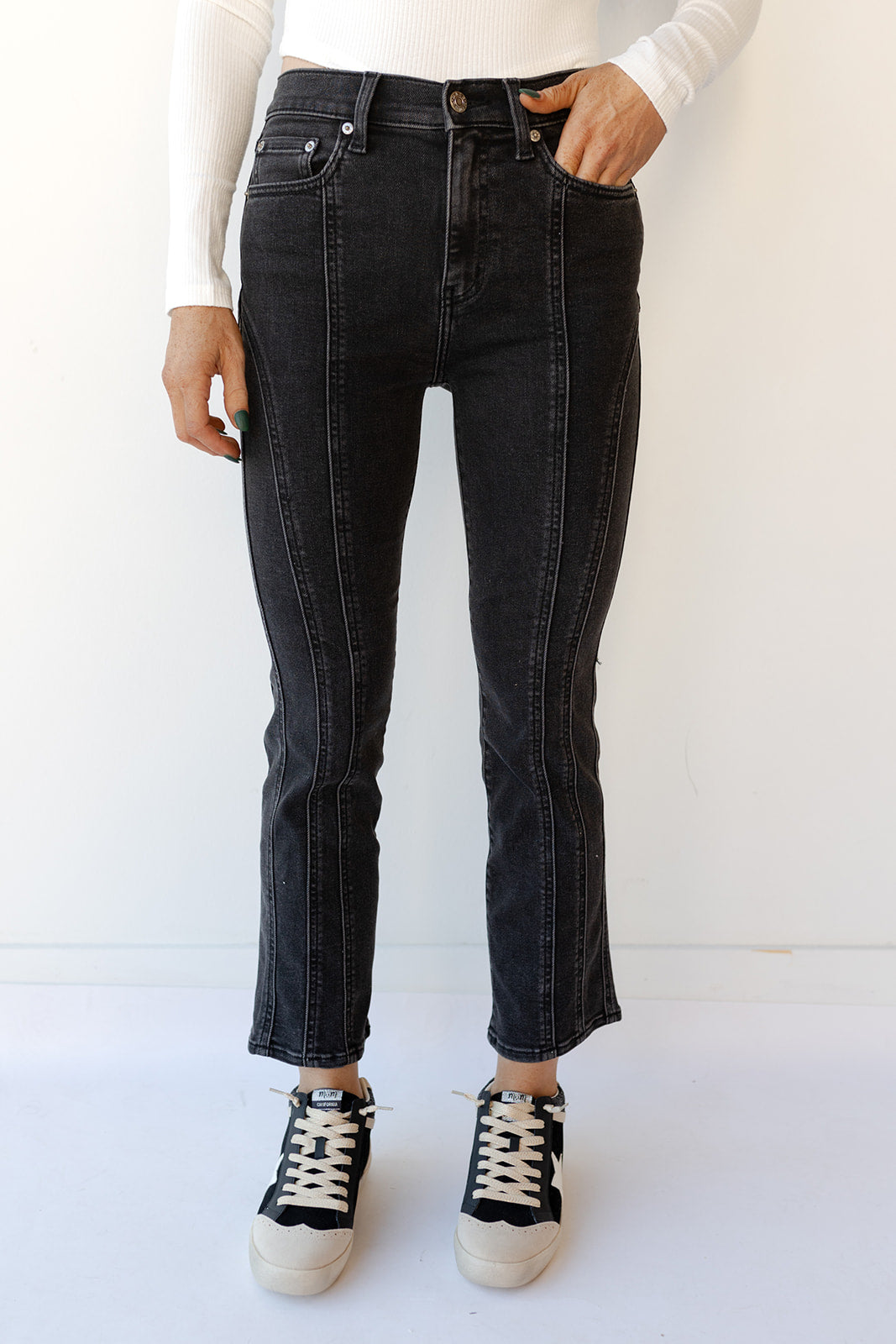 shy girl high rise crop flare jeans