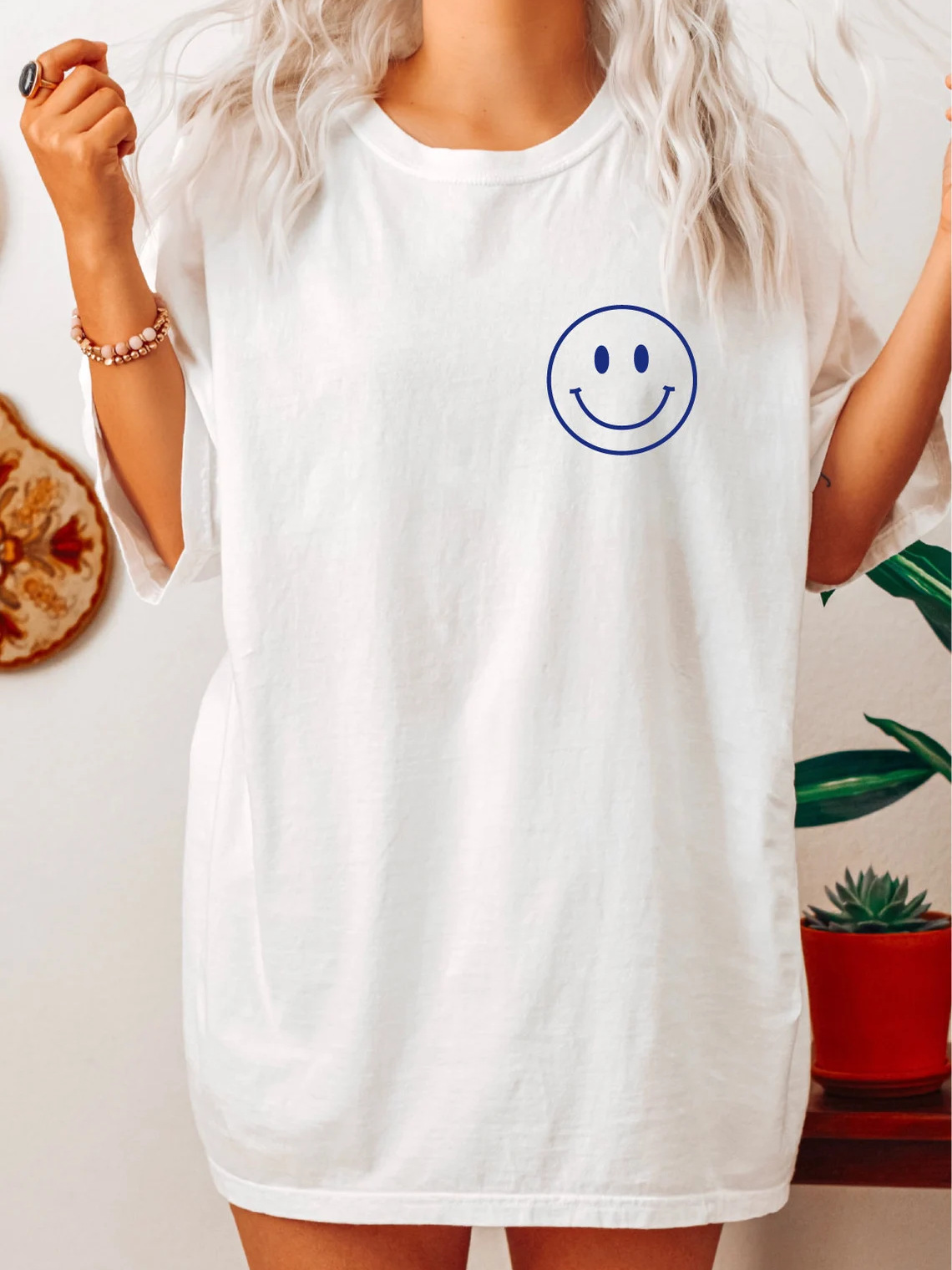 Women's Keep On Smiling Cotton Oversized T-Shirt