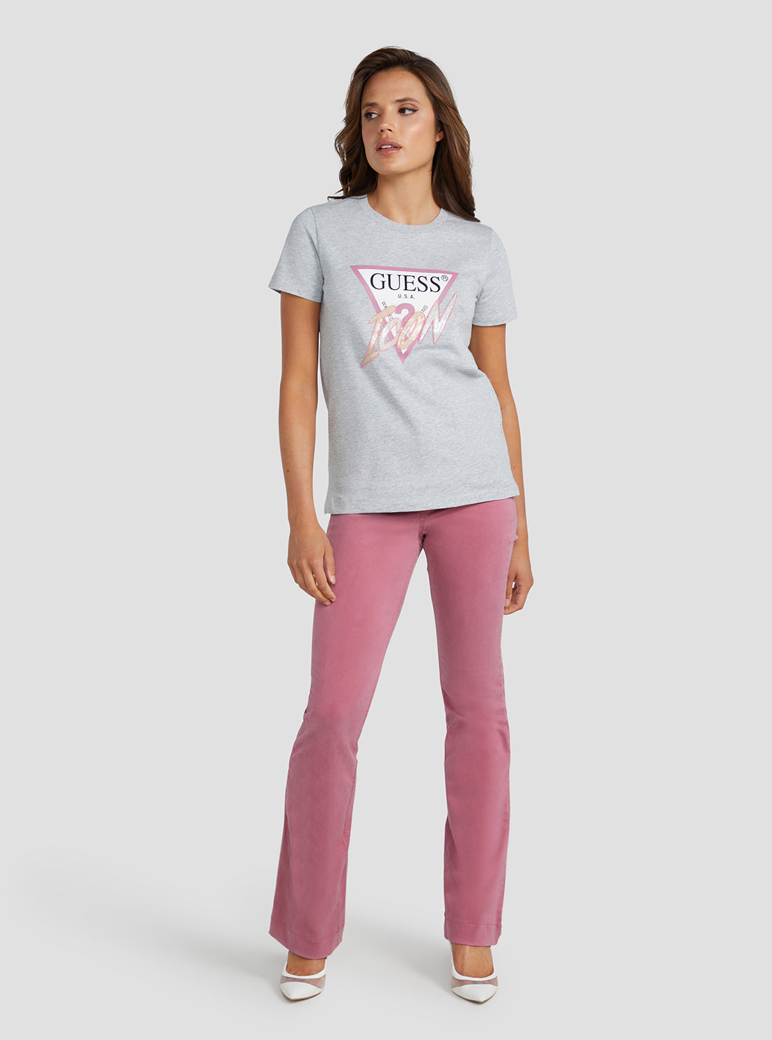 Eco Grey Sequin Icon Logo T-Shirt