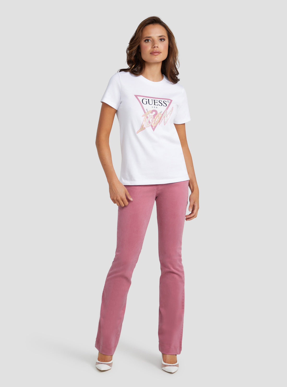 Eco White Sequin Icon Logo T-Shirt