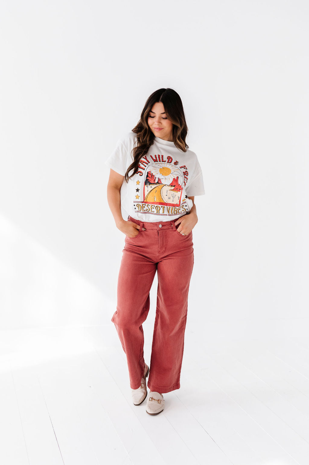 Rudy Wide Leg Jeans in Rust