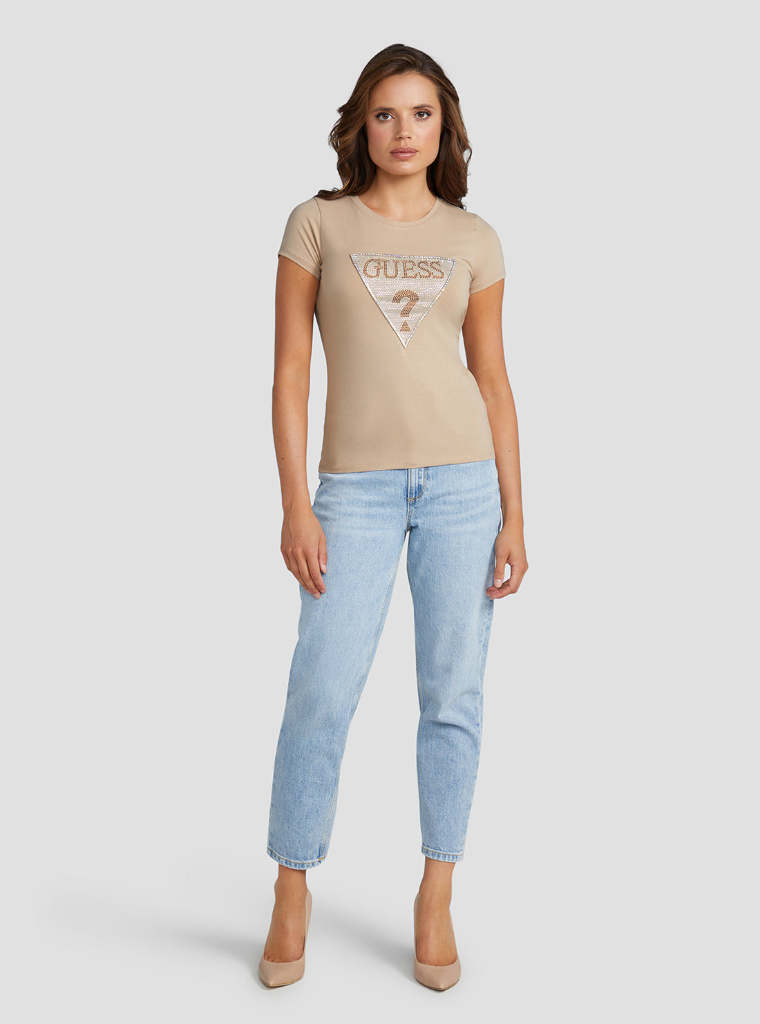 Eco Beige Crystal Logo T-Shirt